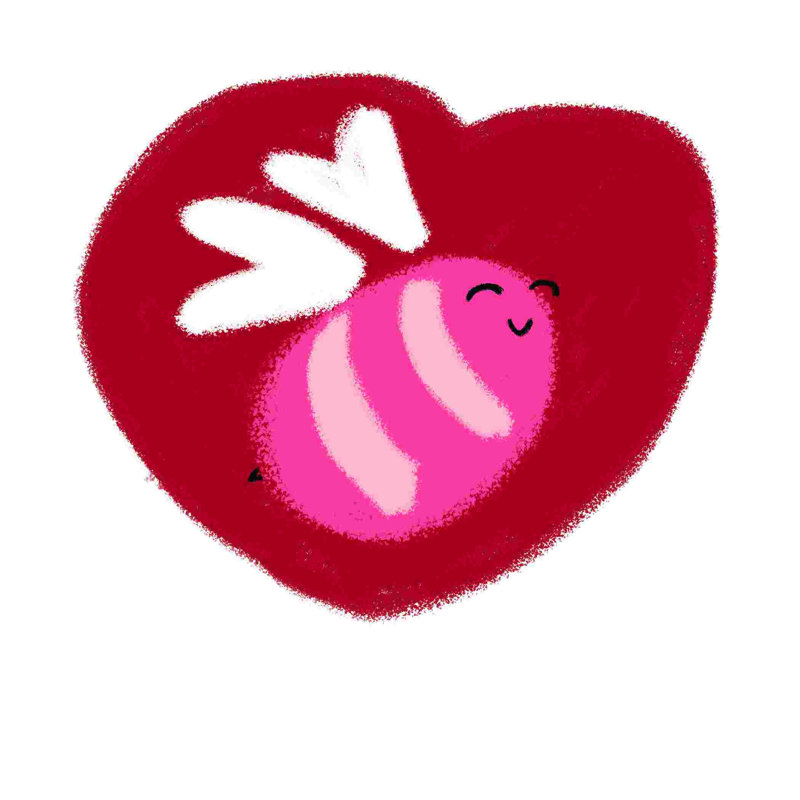 Cutie Heart Bee - peinture sur toile tendue, H 30 po x l 30 po