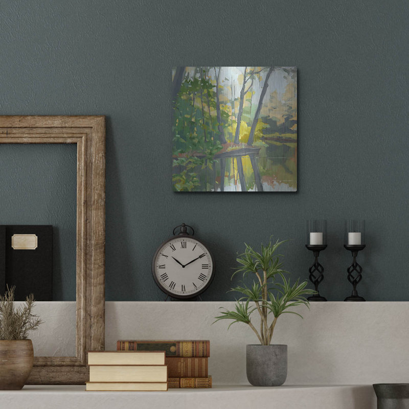 «Wooded Pond» par John Rufo, H 12 po x l 12 po