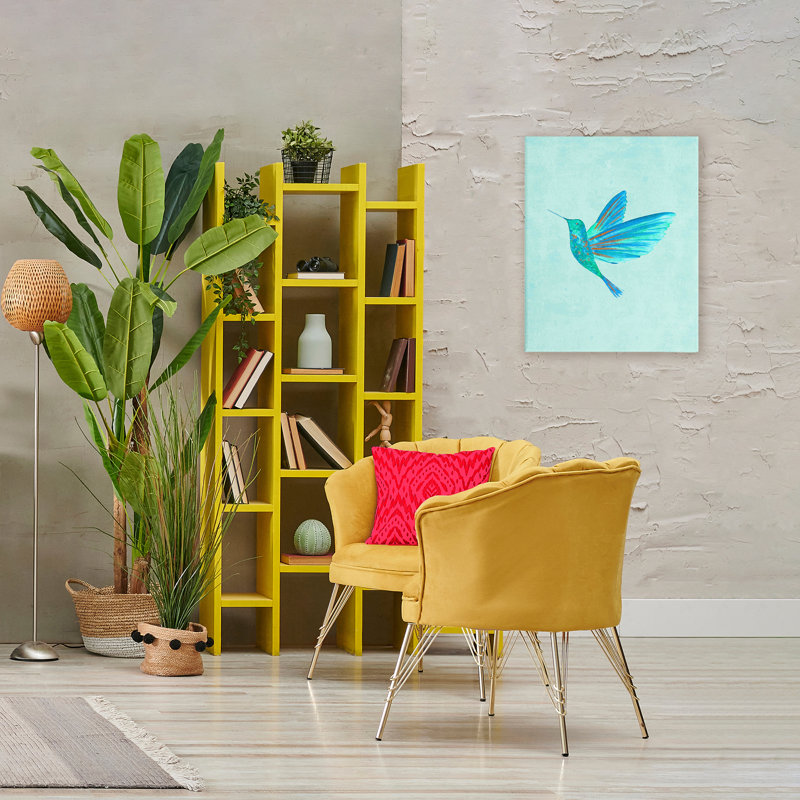 Toile simple colibri bleu, design par Camila Juncos, H 30 po x l 24 po