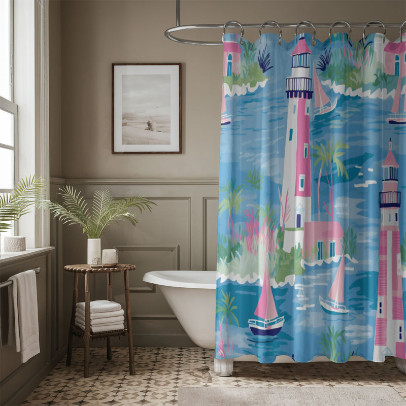 Rideau de douche 1 pièce Seaside Beacon Art, H 74 po x l 71 po