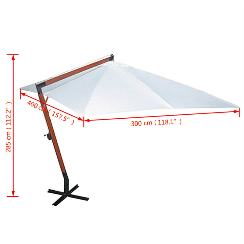 Maximo 400 cm W X 300 cm D Rectangular Cantilever Parasol, Pulley Lift, Green