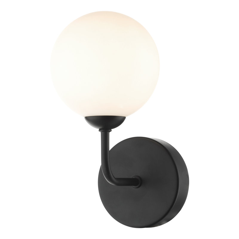 Wall Light, Opal Glass, Matt Black