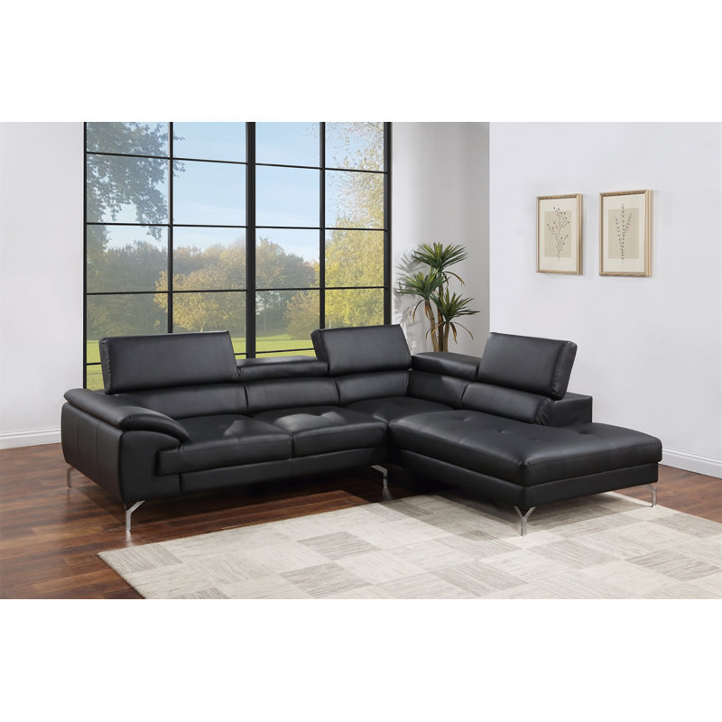 Canapé modulaire 2 pièces couleur, Similicuir noir