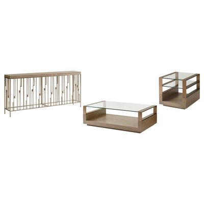 Shadow Play 3 - Piece Glass Top Living Room Table Set