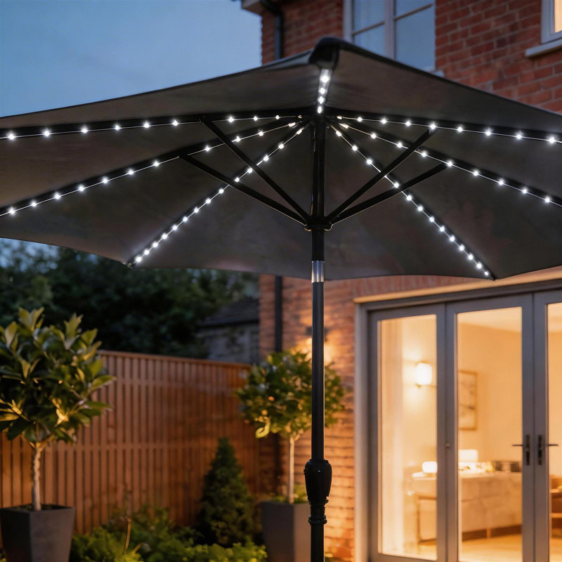 Soletta 3m Solar Powered Multicoloured LED Tilt Parasol Grey