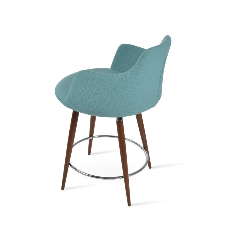 Tabouret de bar et de comptoir Dervish Ana, Tabouret de comptoir (siège d’une hauteur de 24, Noyer, Vert