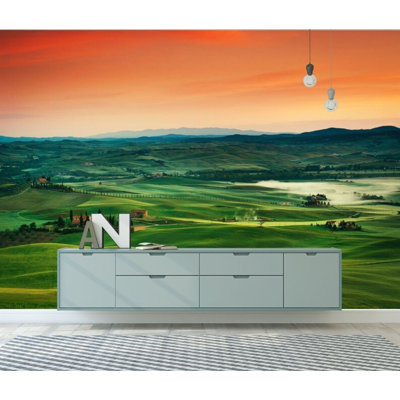 Tuscany Rolling Hills Sunset Countryside Wall Mural for Home Decor