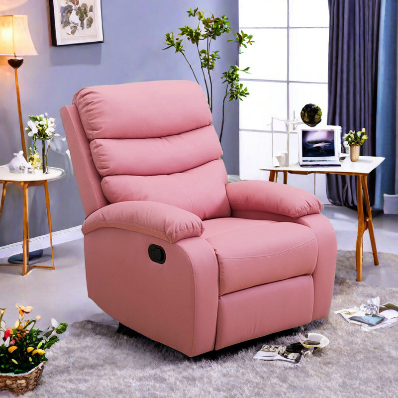 Fauteuil inclinable et pivotant en similicuir Sylvian, Rose
