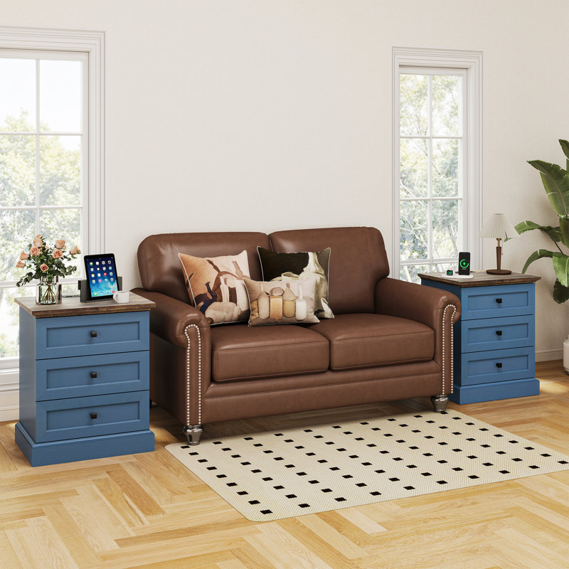 19.7'' Wide Nightstand with 3 Drawers, Set of 2