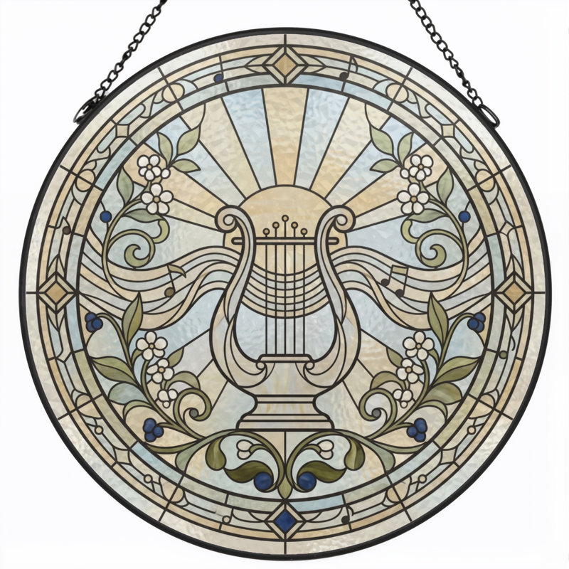 Panneau de vitrail en verre coloré, 7,8 heures, H 7,8 po