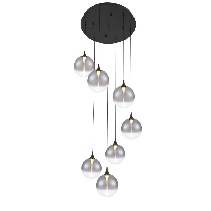 Iissa 7L 21" Chandelier, Black Smoke