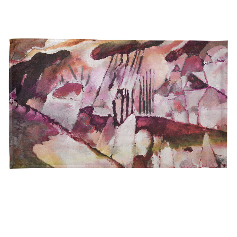 Serviette de thé paysager avec pluie, Polyester sergé, Rouge