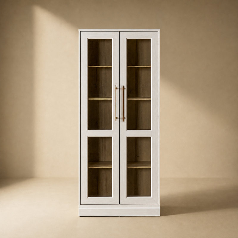 Latitude Run® Mahfuza Angled Tall Display Cabinet, White