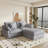 Slipcovered Upholstered Modular Sofa With Ottoman-110374991-110374986