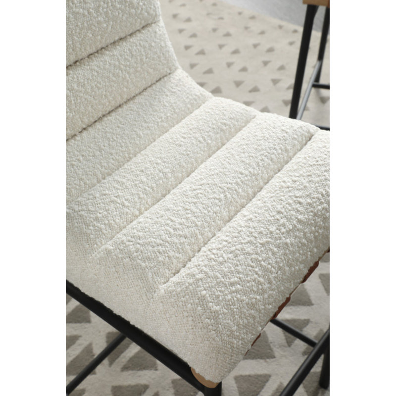 Chaise à hauteur de comptoir en tissu blanc l 17,75 po Lahni, Blanc