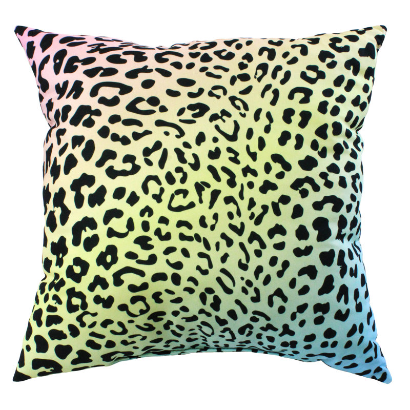 Animal Print Reversible Throw Pillow, Pastel Gradient/White