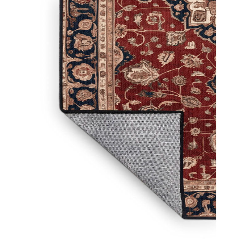 Tapis persan noir lavable à la machine, Carré 3 pi