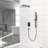 12 Inch Square Matte Black Shower - Wall Mounted With Adjustable Slide, Valve, And Dual Head System Bar, Rainfall Shower, Handheld Spray