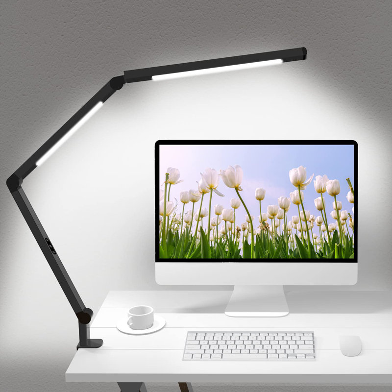 Adjustable Black Aluminum LED Clip-On Desk Lamp