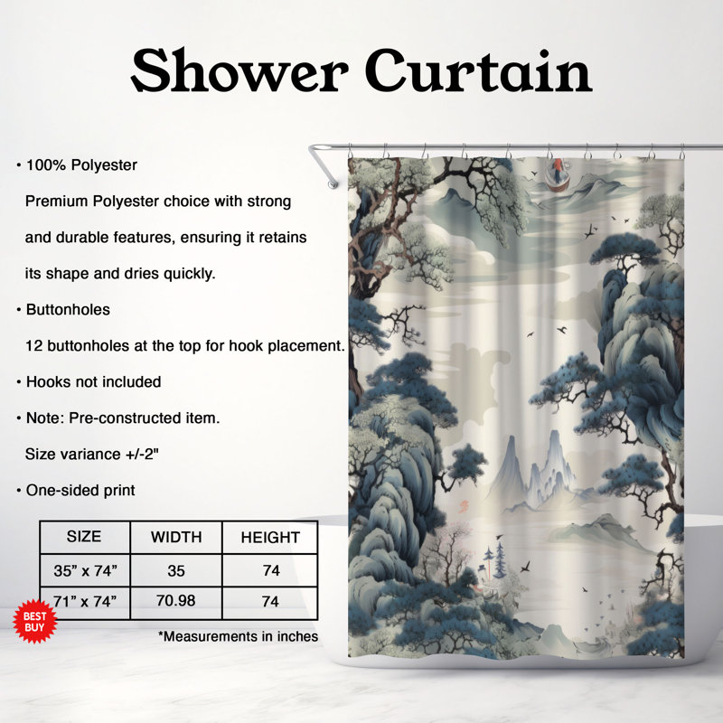 Rideau de douche ancien de qualité supérieure, H 74 po x l 71 po