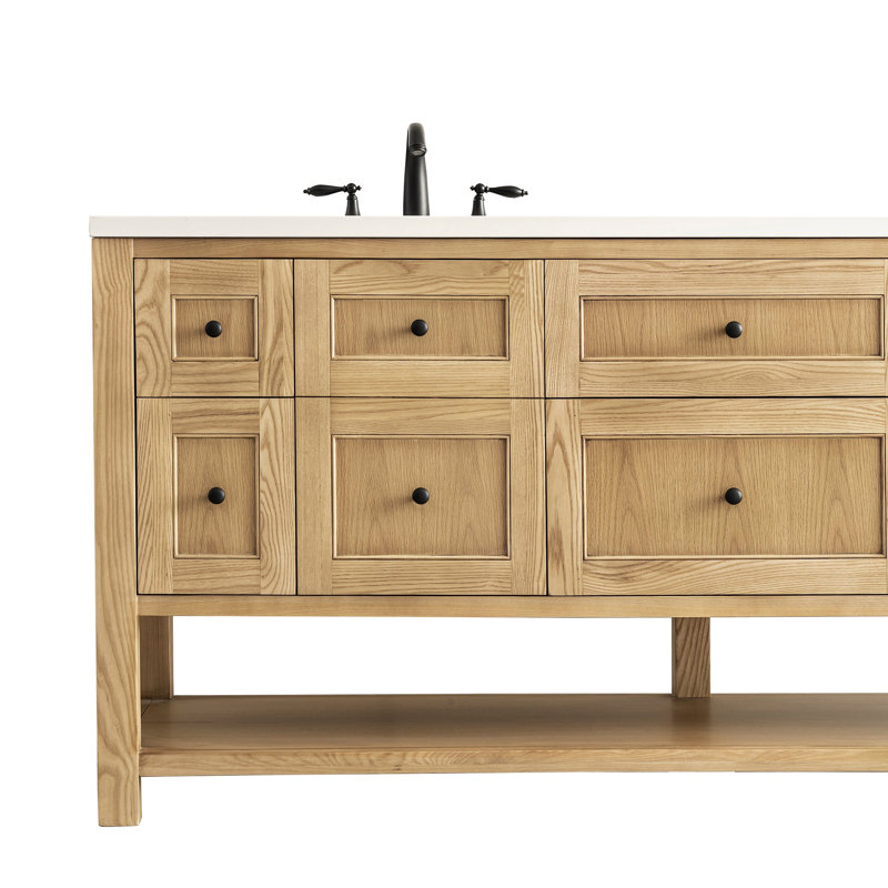 Breckenridge 72'' W Double Vanity, Light Natural Oak, 8" Widespread, White Zeus