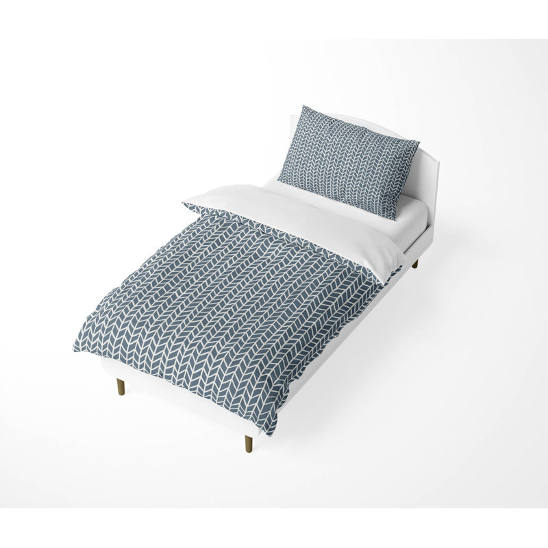 Chevron Feather Comforter Set, Blue
