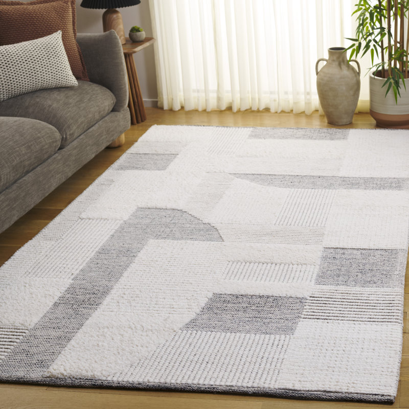 Natura 506 Hand Woven 80% Wool; 20% Cotton Geometric Shapes Rug, Rectangle 5' x 8'