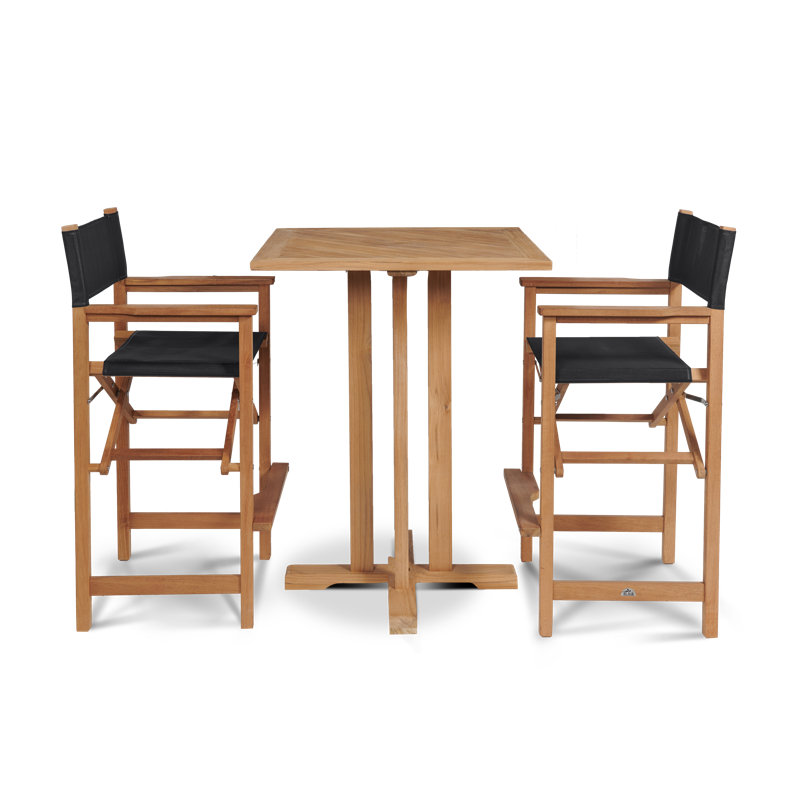 Capetown Teak Counter Height Directors Chair, Black, 45"H