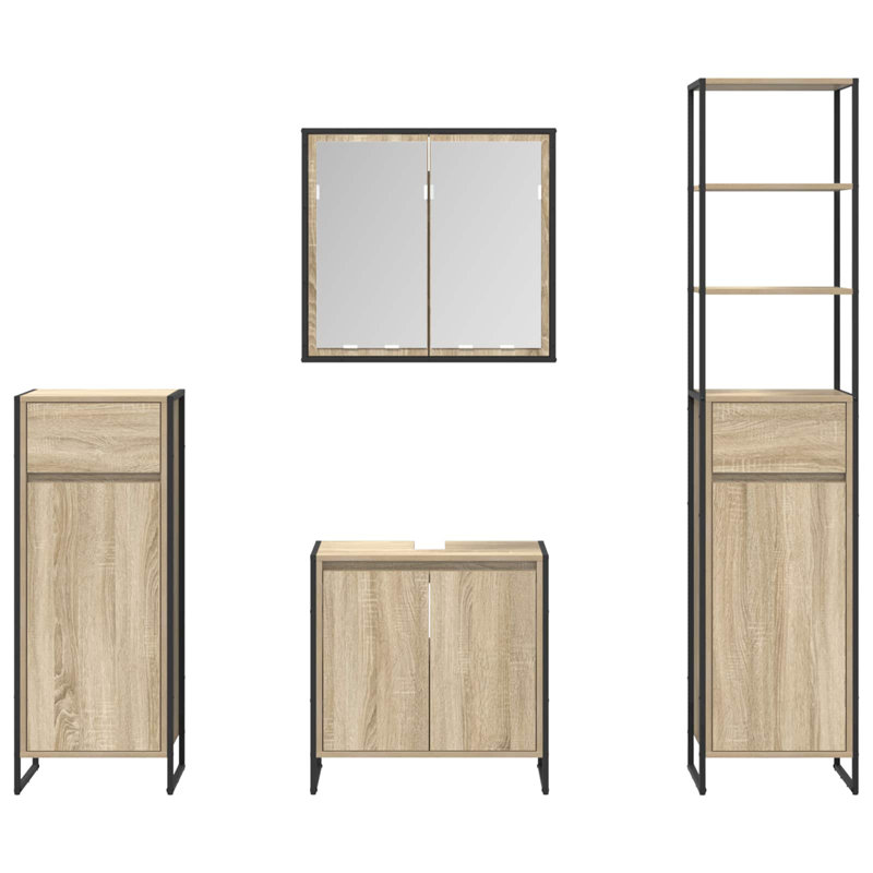 Vanity & Mirror Set, Light Wood