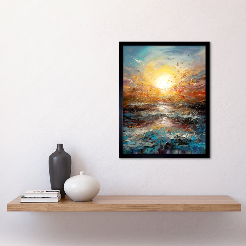 Esta Sunrise At Sea Abstract Seascape Splatter Art - Single Picture Frame Print