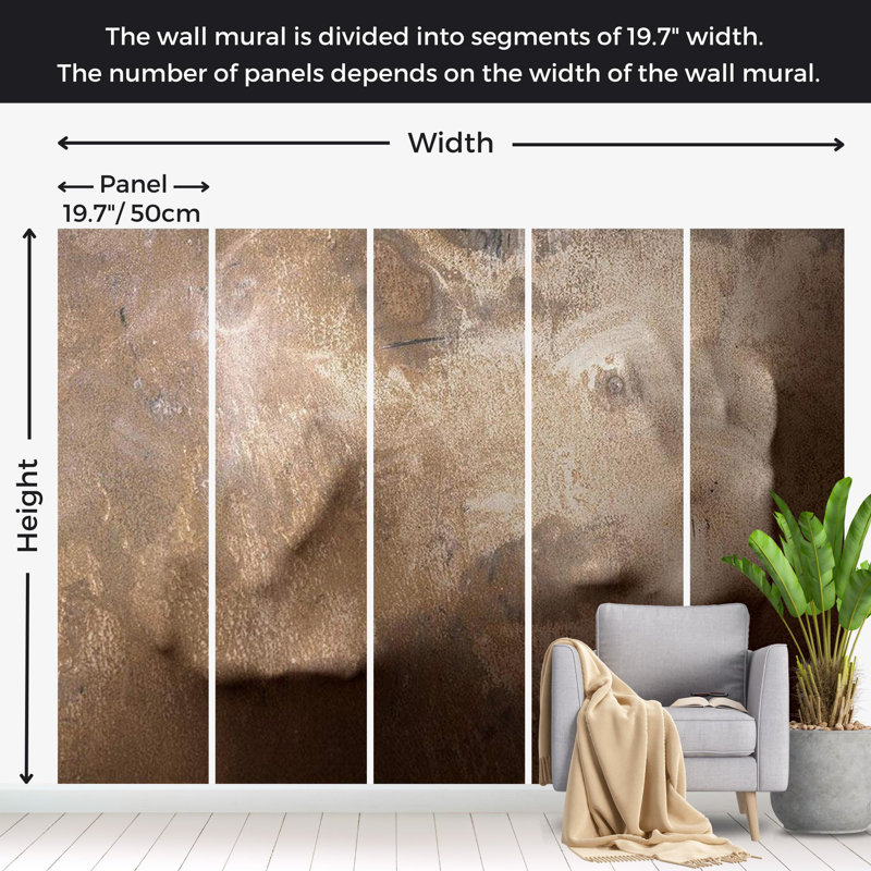 Ammie Abstract Wall Mural, Beige, 96" L x 137" W
