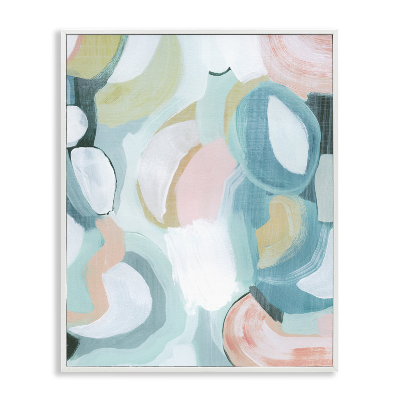  Pastel Round Forms Grey Framed Giclee Art by Grace Popp, H 30 po x l 24 po, Estampe numérique encadrée blanc bord de mer