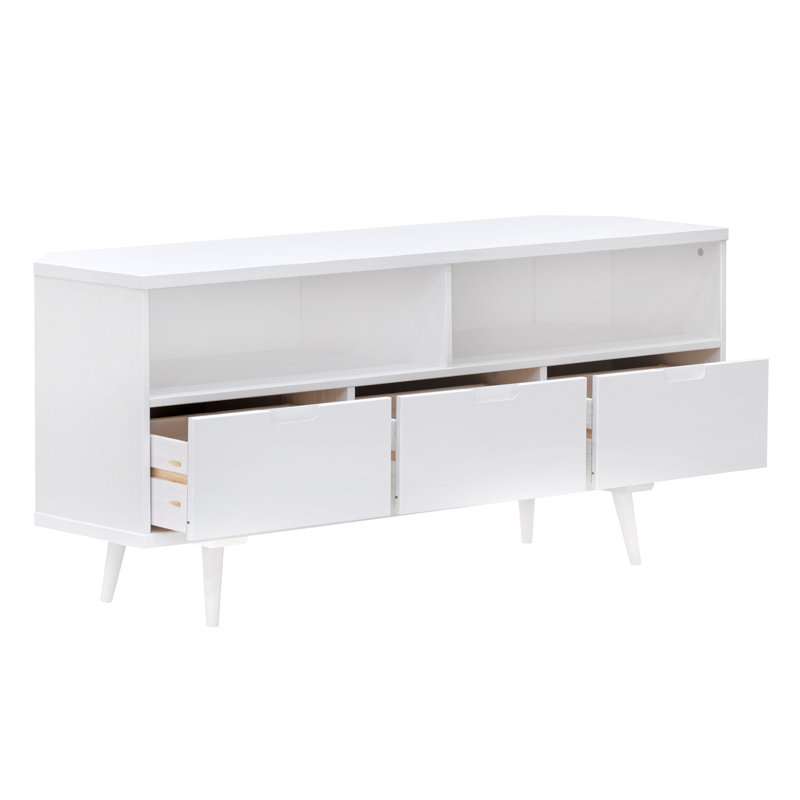 Grindle 52" Solid Wood 3-Drawer Corner TV Stand for TVs up to 58", White