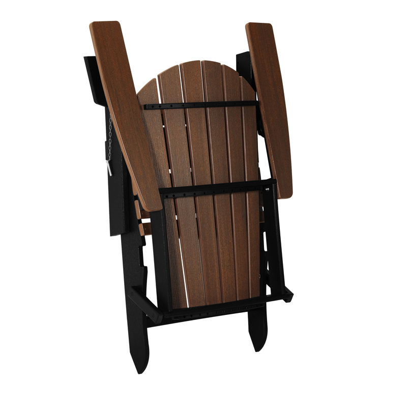 Chaise Adirondack pliante, noire, Brun foncé / noir