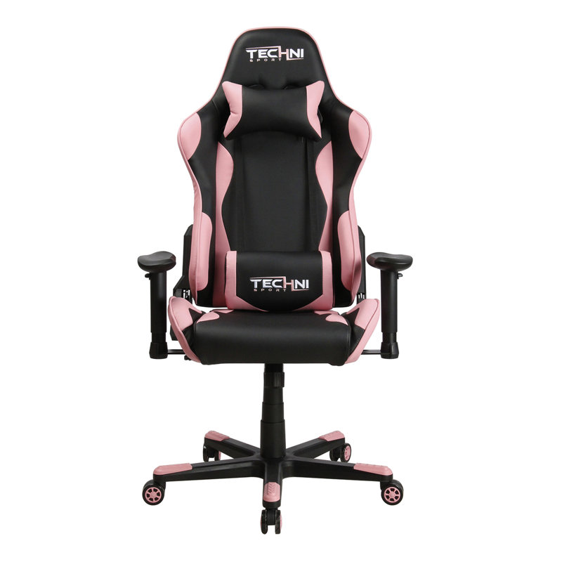 Pink and Black Ergonomic Faux Leather Adjustable Gaming Chair