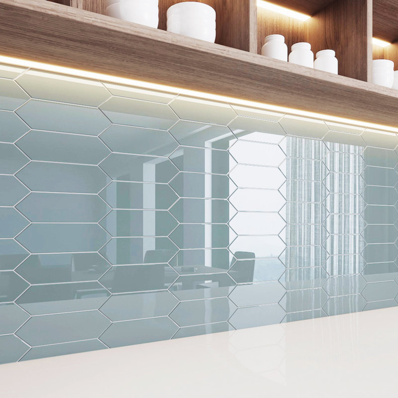 3"x9" Glass Picket Subway Wall Tile, Slate