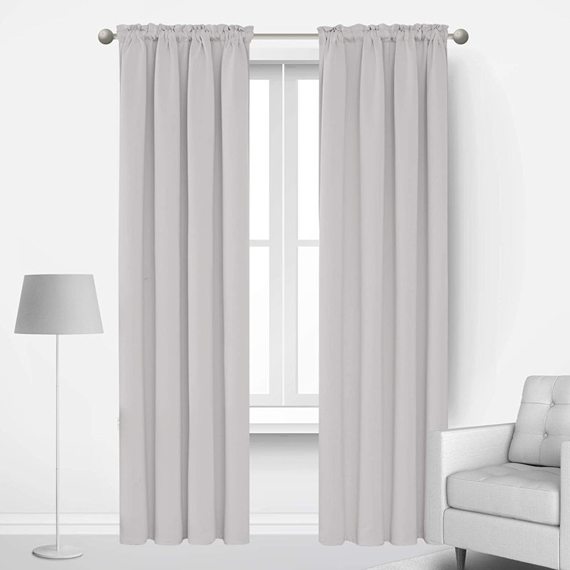 Arnisa Room Darkening Curtain Pair, 42" W x 84" L, Greyish White
