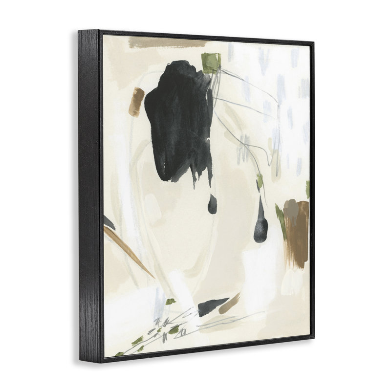Peinture abstraite subtile encadrée en blanc par June Erica Vess, Giclée encadrée noir minuit, H 30 po x l 24 po