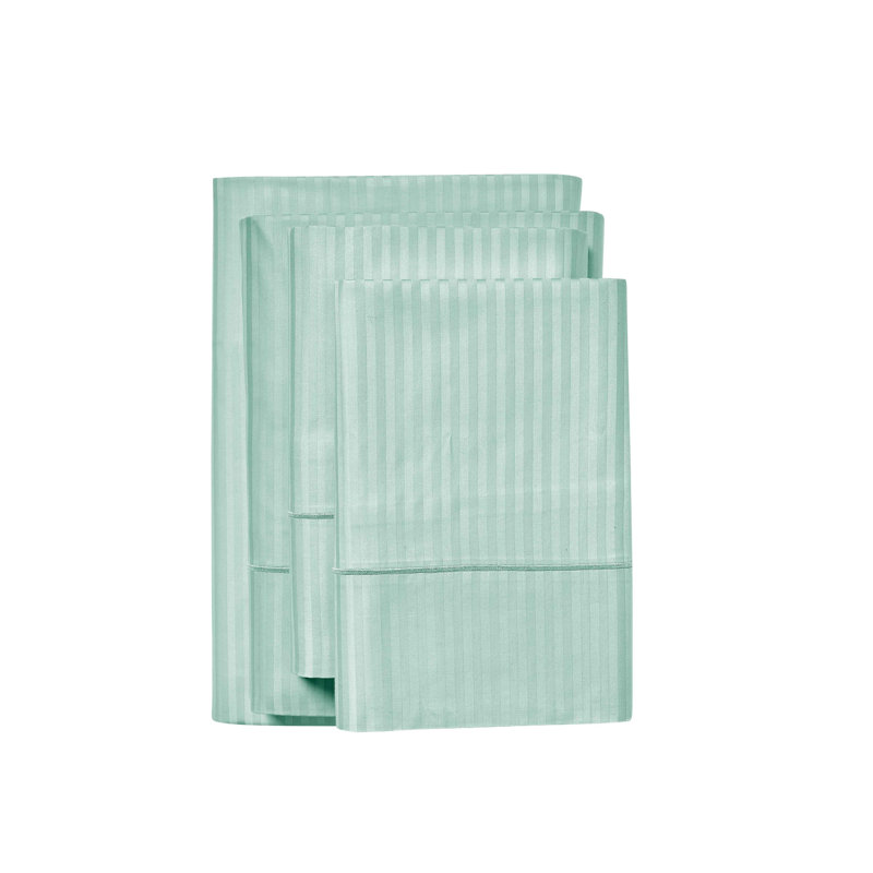 Bibb Home 1000 Thread Count Stripe Sheet Set - 100% Egyptian Cotton, Green
