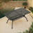 59'' Rectangular Cast Aluminum Outdoor Dining Table with Woven Cut-Out Design and 2'' Umbrella Hole