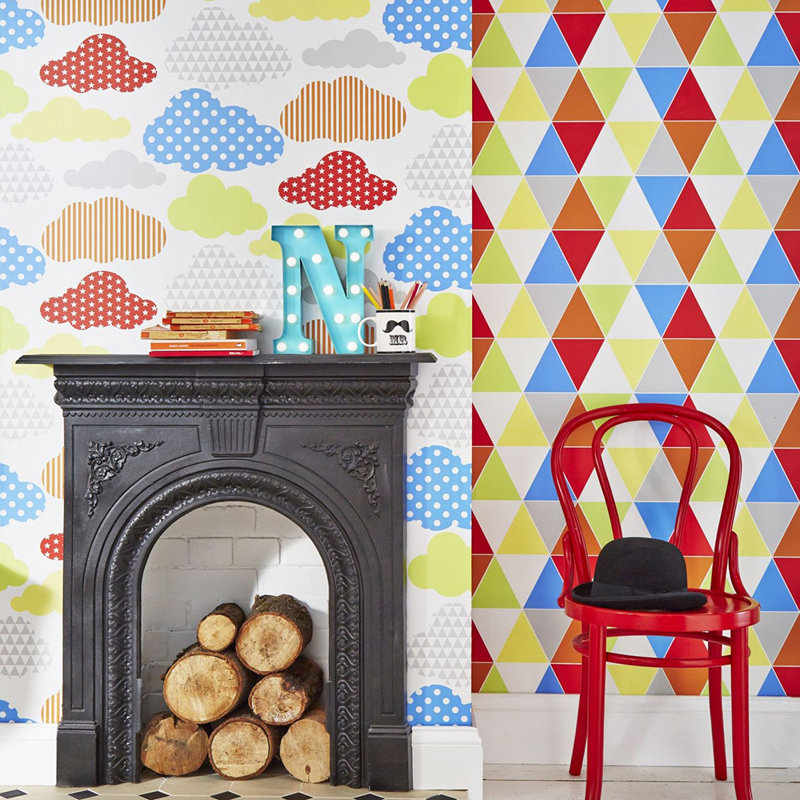 Clouds 10m x 52cm Matte Wallpaper Roll, Blue/White
