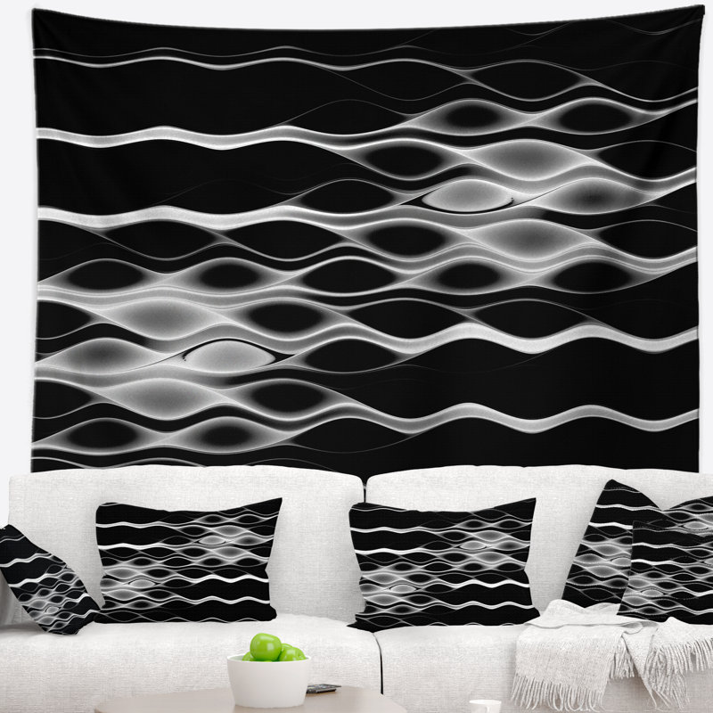 Tapisserie à motif fractal wave abstract, H 32 po x l 39 po