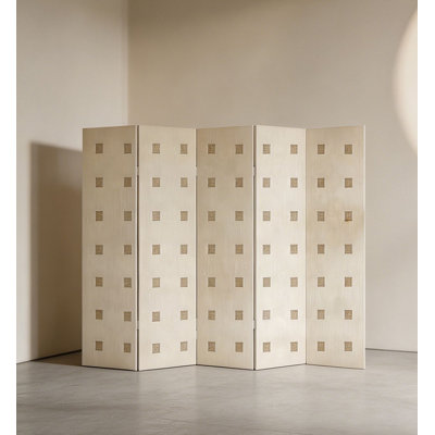 Cream Style Cedar Canvas Foldable Bedroom Screen
