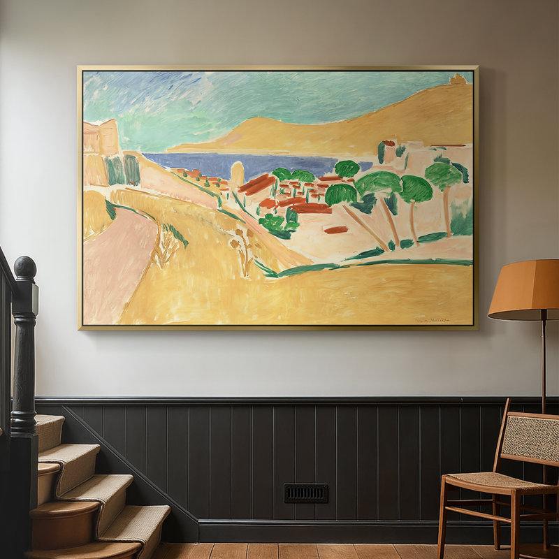 Collioure en août, Coll. 1970 - Henri Matisse, toile tendue avec châssis, 26 x 40, Doré