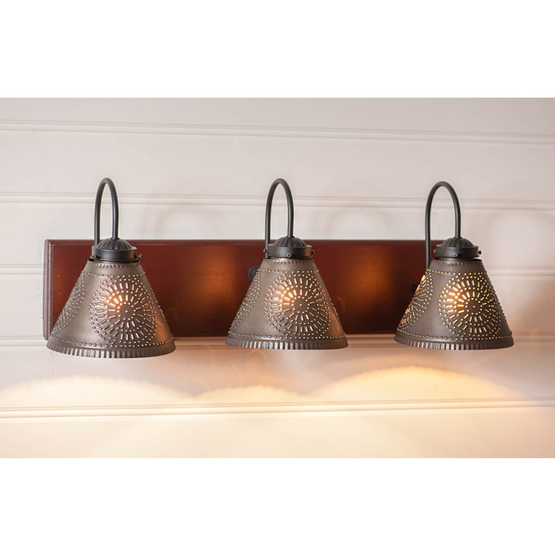 3 - Light Dimmable Vanity Light, Rustic Red