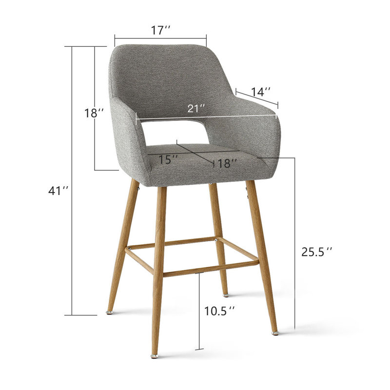 Benjain Counter Stool With Arm, Gray