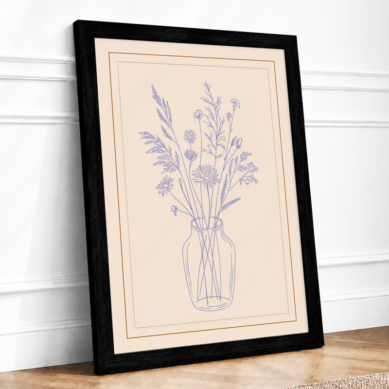 Study in Blue Botanical - Framed Print, A3 - 42.0 x 29.7 cm, Black