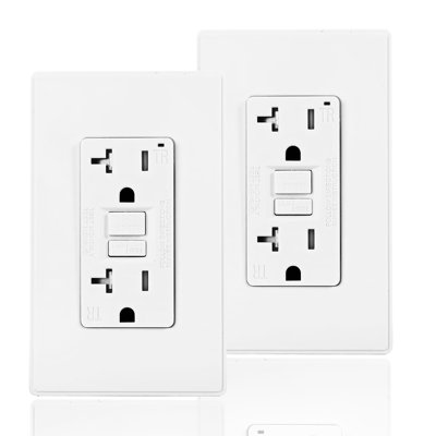 Coby 20 Amp GFCI Outlet, 5-15R Narrow Design GFI Dual Receptacle, TR Tamper Resistant (Pack of 2)