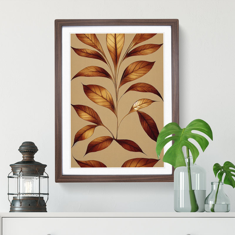 A Superb Leaves 1 Piece Single Picture Frame Wall Art, 34cm H x 25cm W x 2cm D, Walnut