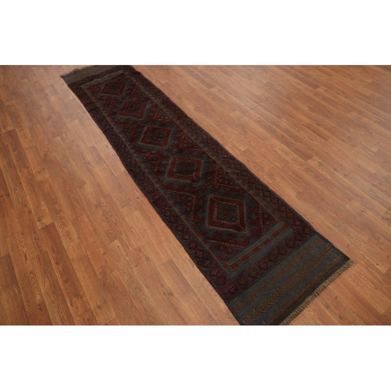 Tapis de couloir unique en laine 8 pi 5 po x 1 pi 11 po gris et gris anthracite